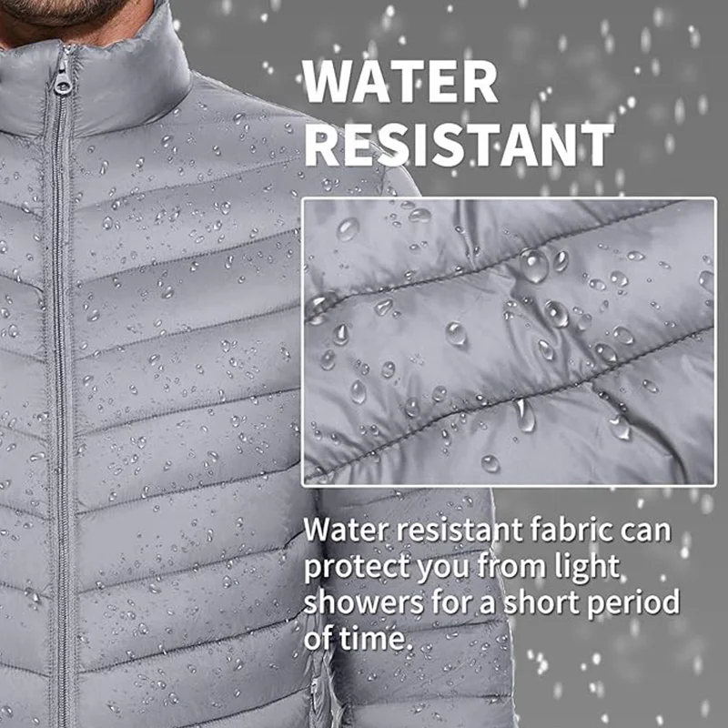 Мужской короткий пуховик с воротником-стойкой теплый утиный в уличном стиле