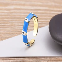 aibef fashion candy colors lucky evil eye enamel dripping oil rings open adjustable for women anniversary jewelry charm gifts