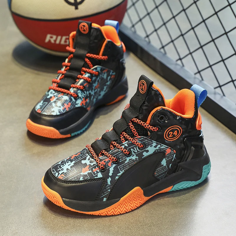 2023 Children Sports Shoes Boys Sneakers Leather Kids Basketball Shoes Anti-slip Outdoor Girls Walking Shoes Boys Running Shoes