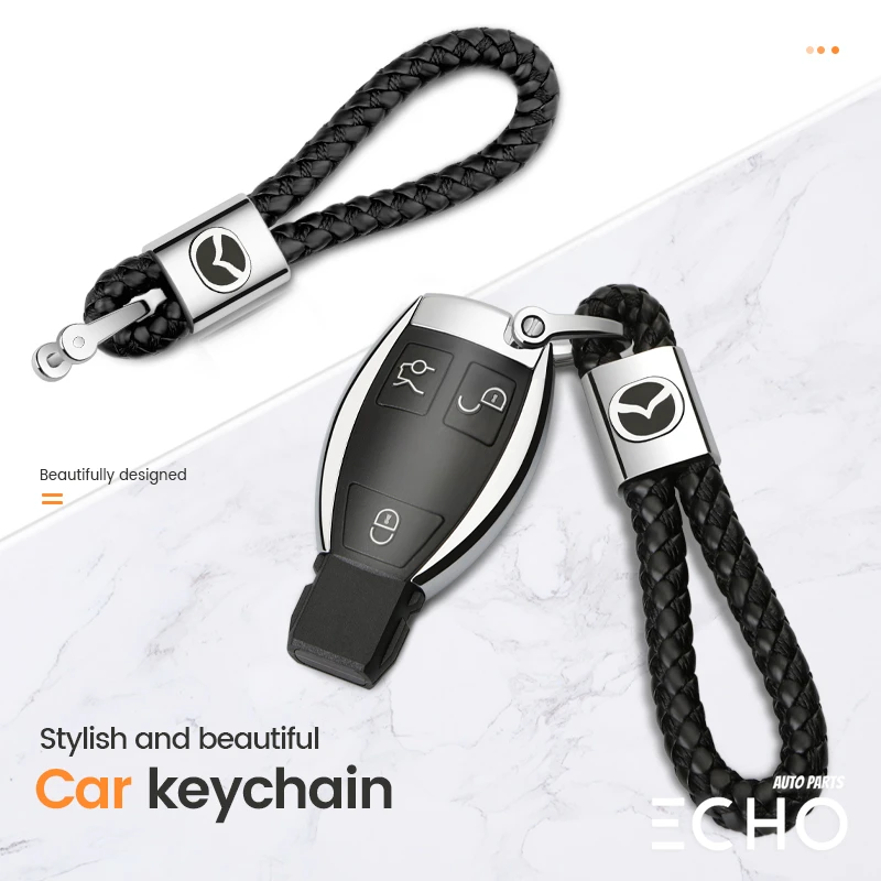 

3D Metal Alloy Leather Braided Car Keychain Woven Rope Key Rings For Mazda Axela 2 3 MS CX30 CX3 CX5 Car Styling Accessories