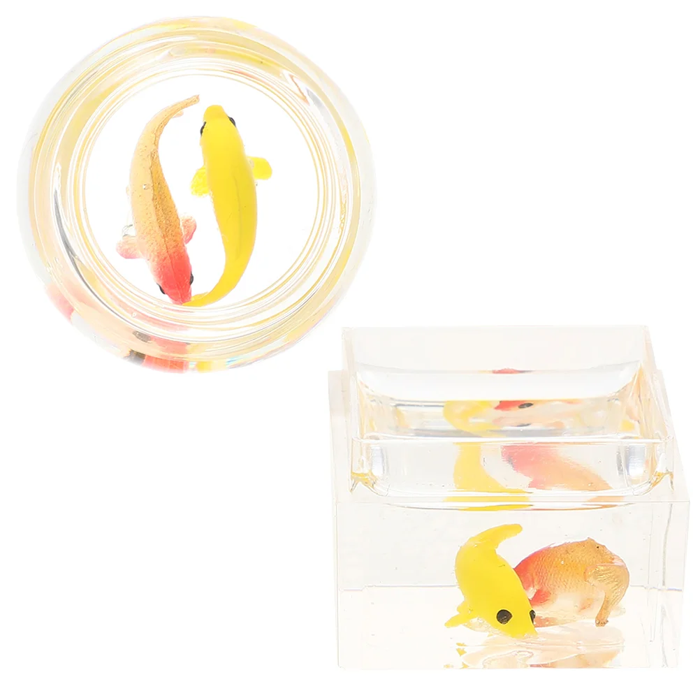 

2 Pcs Mini Goldfish Bowl House Furniture Miniature Scene Accessory Props Simulation Tank Model Decor Resin Accessories Toy