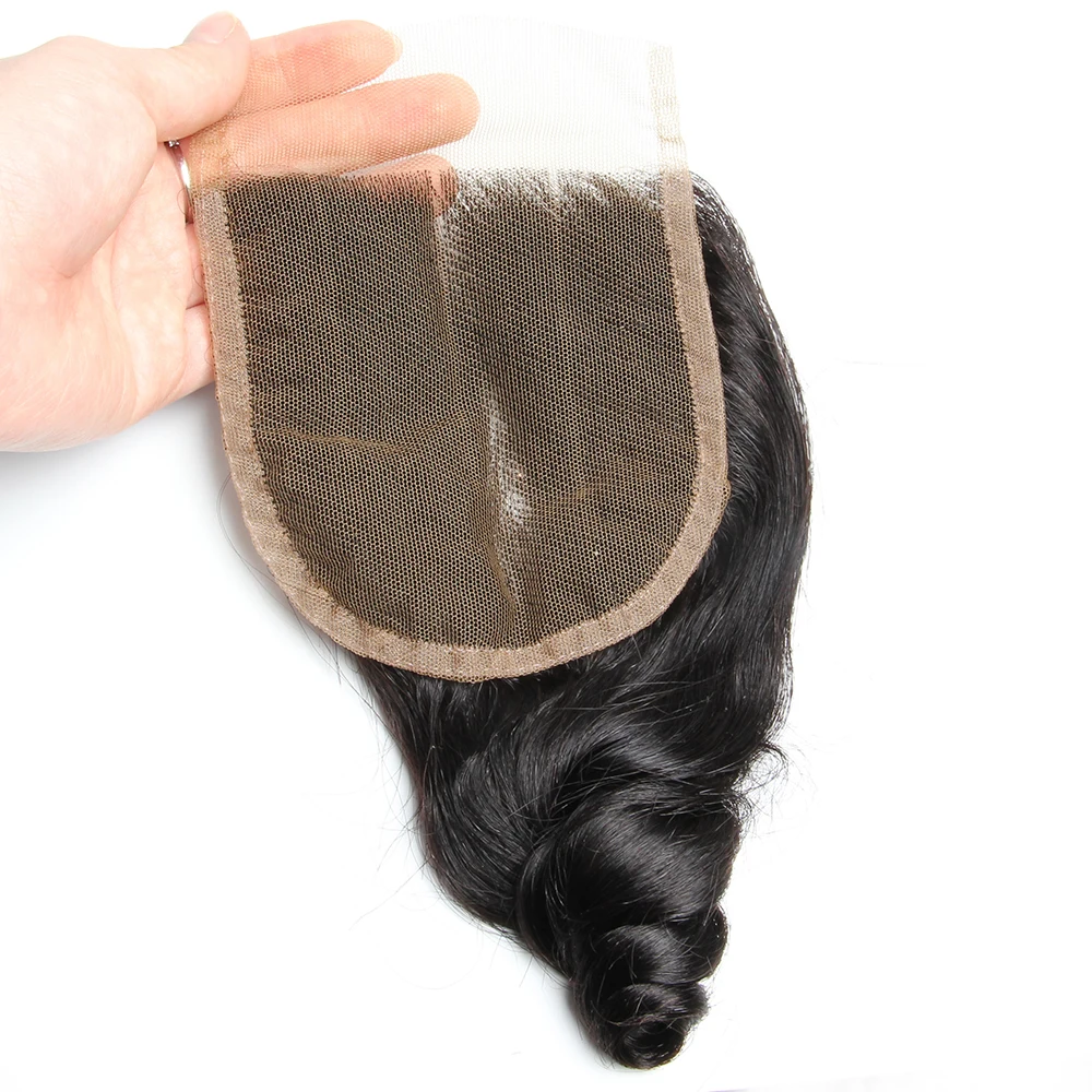 Свободные волнистые пучки с застежкой 4x4 бразильские человеческие волосы 5 шт.