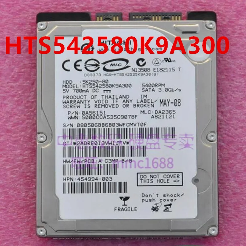 

Оригинальный почти новый жесткий диск для HITACHI HTS542580K9A300 HTS722080K9SA00 80 ГБ SATA 2,5"