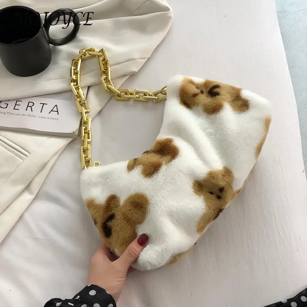 Пушистая плюшевая сумка через плечо с рисунком сердца звезды медведя модная для