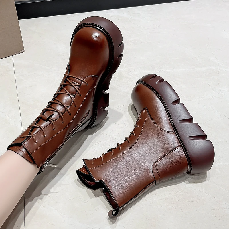 Fashion Retro Style Pu Leather Women's Boots Flat Heel and Ankle Boots Soft Leather Women's Zipper Short Boots Zapatos Mujer New
