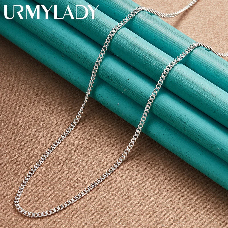 

URMYLADY 925 Sterling Silver 2mm O-Chain 16/18/20/22/24/26/28/30 Inch Necklace For Women Wedding Party Gift Fashion Jewelry