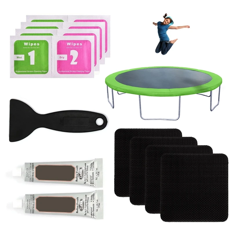 

094C Set of Trampoline Patch Repair Kit Square Glue On Patches Repair Holes Or Tears