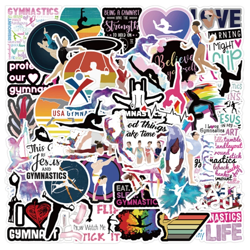 

50 шт. спортивные гимнастические водонепроницаемые съемные наклейки для ноутбука скутера багажа мотоцикла индивидуальные наклейки оптовая...