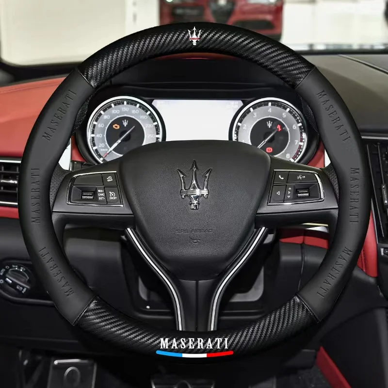 

Car Carbon Fiber Steering Wheel Cover For Maserati Quattroporte Ghibli Levante Coupe Spyder GranSport Grecale Auto Accessories