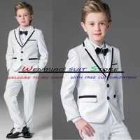 white boys suit wedding tuxedo three piece formal blazer pants vest party jacket suit 3 16 years kids custom suit