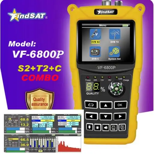 Фото VF-6800P HD цифровой измеритель-локатор спутникового ТВ с поддержкой DVB-T2/DVB S2/DVB C, измеритель-локатор спутникового сигнала, аналог V8 Finder 2, V9, V10 Pro. №5
