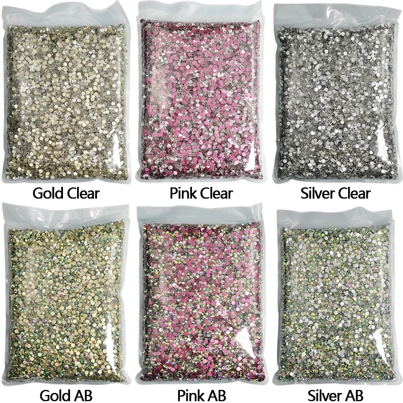 

10bags/Lot Top Glitter Glass Crystal AB Non Hot Fix Rhinestones All Size FlatBack Sewing&Fabric Garment Nail Art Decorations