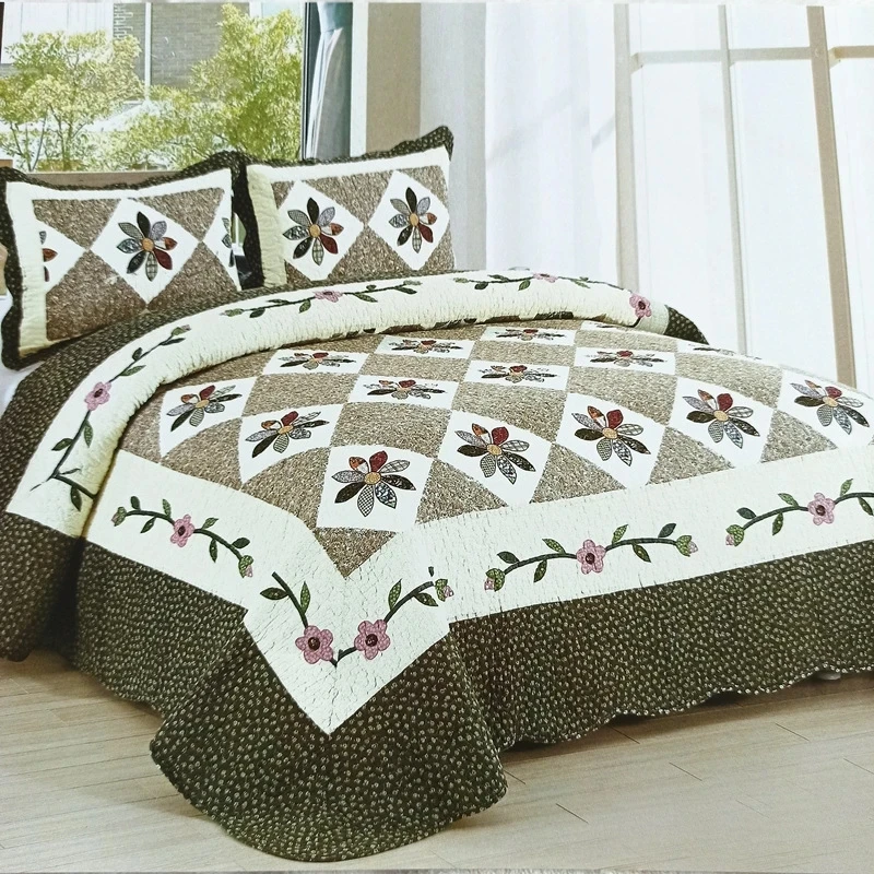 

Plaid Cotton Quilt Bedspread Set 3PCS Quilted Duvet Blanket in Bedroom American Coverlets Cubrecam Bed Cover Colcha Home Bedding