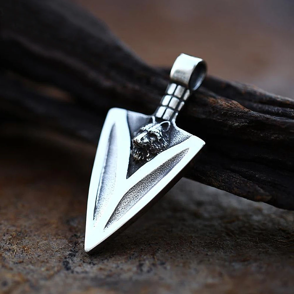 

Vintage Norse Viking Wolf Head Pendants Punk Stainless Steel Arrow Necklace For Men Biker Amulet Jewelry Gift Dropshipping