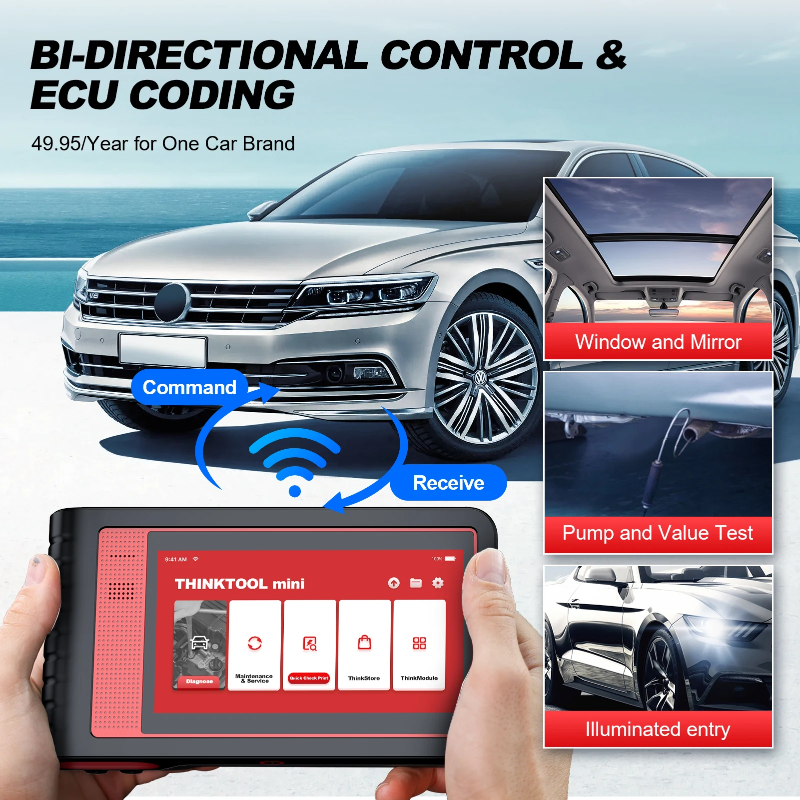 Фото THINKCAR THINKTOOL MINI 2 CANFD Автомобильные диагностические инструменты Сканер Obd2 Двунаправленный инструмент сканирования 28 сбросов Полная диагностика системы №5