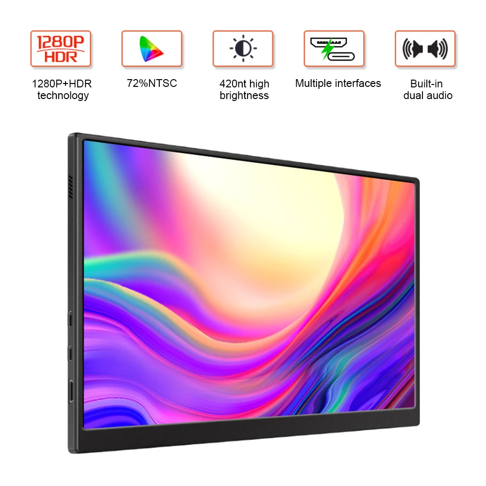 

Портативный IPS-монитор, HDMI-Совместимый Сенсорный монитор, Высокочастотный динамик, электронный дисплей высокого разрешения для телефона PS4 Switch