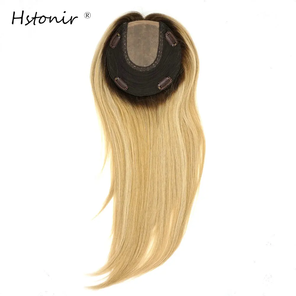 Hstonir Women Hair Topper Clip In Human Wig Natural Hair Wig 100% European Remy Hair for Lady Hairpiece Hair Pads TP26