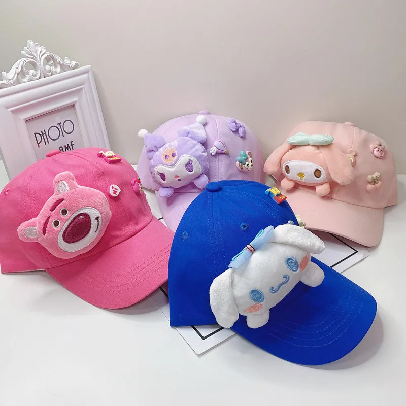 

Kawaii Sanrioed аниме мелодия Kuromi Cinnamoroll модная уличная женская шапка в стиле хип-хоп Снэпбэк Кепка детская Солнцезащитная шапка