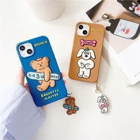 cartoon 3d carles pet dog with bread soft phone case for iphone 13 12 11 pro max case for iphone 7 8 plus x xs xr max back cover
