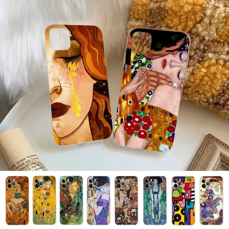 

MaiYaCa Gustav Klimt Phone Case For iPhone 13 14 Pro Max XS XR 12 11 Pro 13 Mini 6 7 8 Plus Clear Back Cover Capa