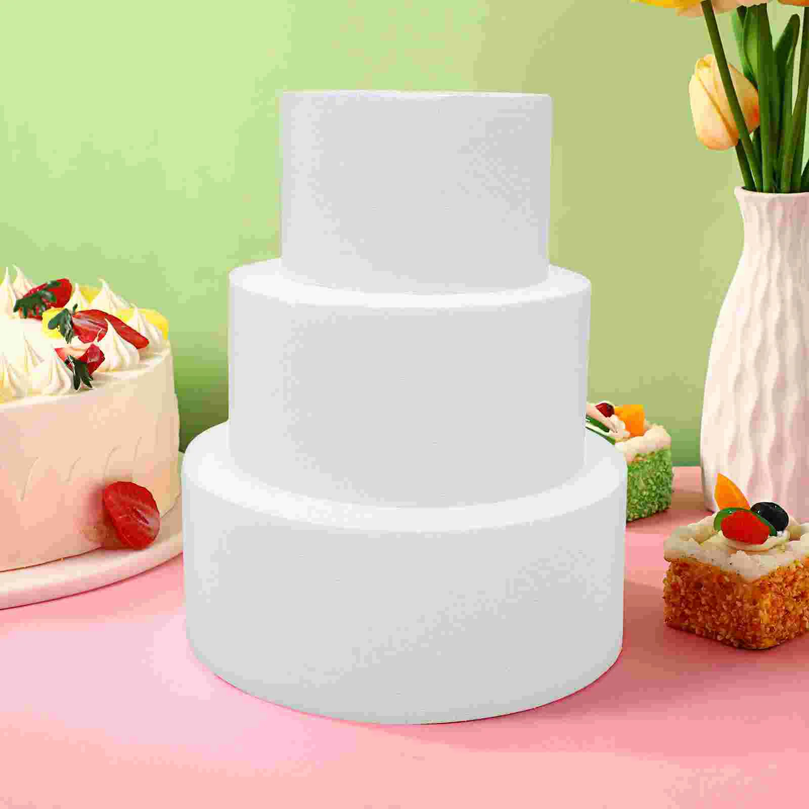 

3pcs Fake Foam Cake Dummies Reusable Cake Practice Model Store Window Cake Mold for Bakery