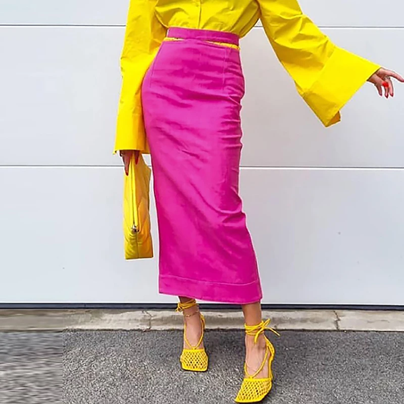 

2022 New Fashion Spring Autumn Women's Vintage High Waist Back Open Slit Skirts Female Korean Fashion Clothing Y2k Skirt