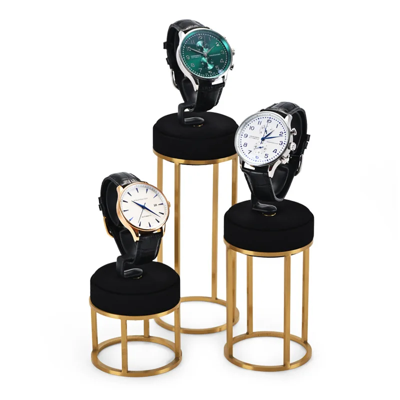 Black light luxury watch rack high-end watch bracelet display rack metal microfiber watch display props