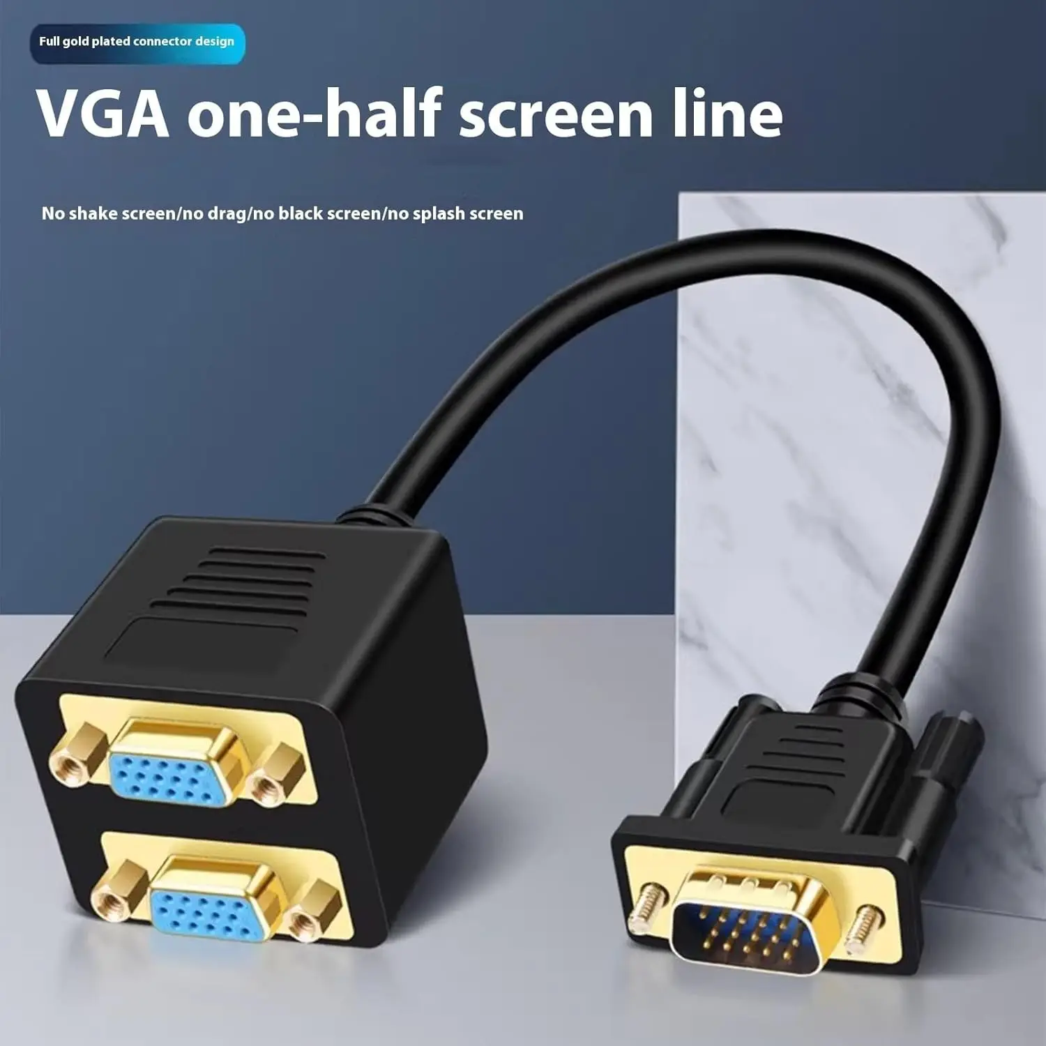 Фото VGA-сплиттер для двух мониторов, 1 штекер на 2 гнезда, адаптер-конвертер, видеокабель VGA Y-образный, разъем D-SUB HD15 Pin для ПК, ТВ и т.д. №2