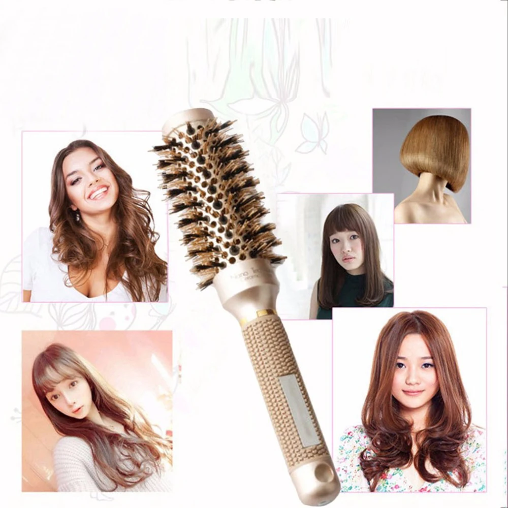 

Professional Oval Hair Brush Curling Hair Comb Ceramic Round Barrel Boar Bristle Hairbrush Hairdressing Products Styling Comb