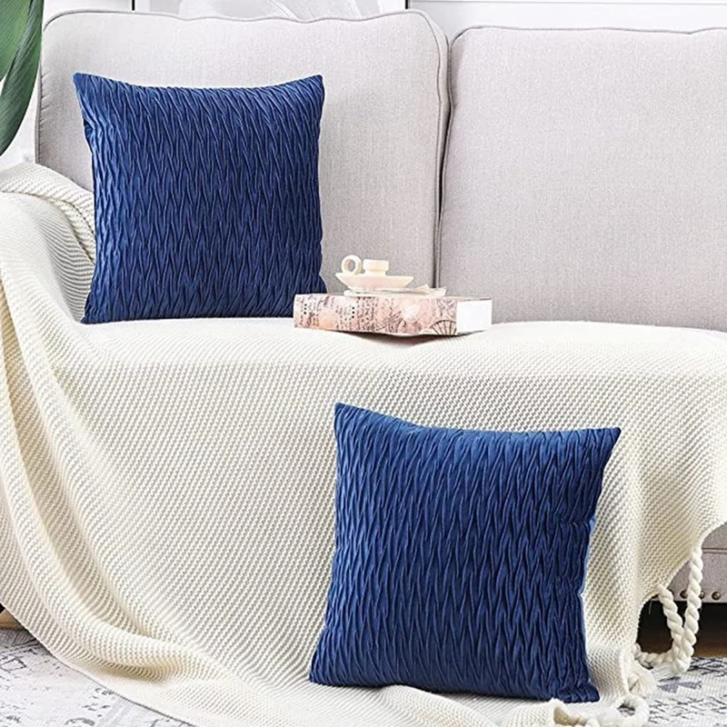 

2 Pcs Super Soft Velvet Decorative Throw Pillow Covers 18X18 Inch with Texture Cushion Case Pillow Shell for Sofa