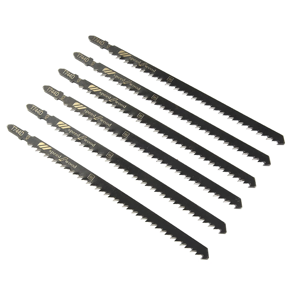 

5pcs T744D Jigsaw Blades 180mm T-shank High Carbon Steel Saw Blades 6TPI Tooth Profile For Cutting Hard/soft Woods Very Fast
