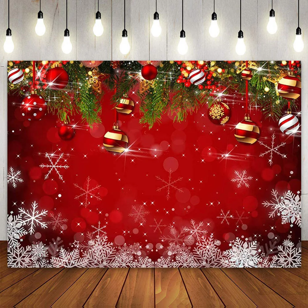 Red White Snowflake Christmas Backdrop for Kids Family Party Decoration Xmas Photography Background New Year Eve Photoshoot