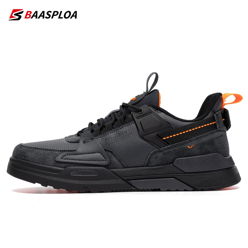 Baasploa 2022 Autumn New Leather Men's Running Shoes Comfortable Men Walking Sneaker Lightweight Waterproof Non-slip Male Shoes