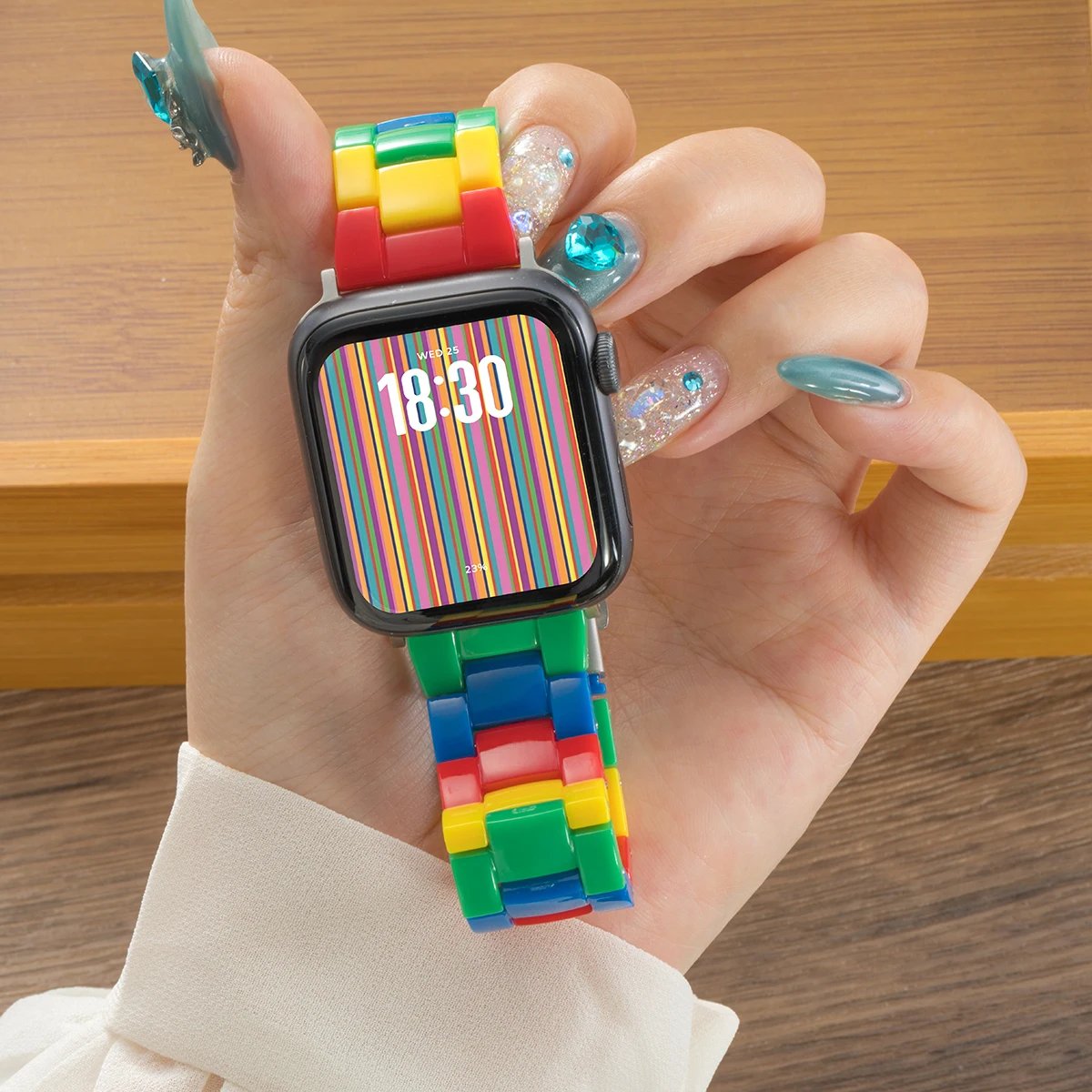 Фото Цветной блокирующий полимерный ремешок для IWatch Ultra 10 9 8 7 6 5 4 SE Ремешок конфетный унисекс для Apple Watch Различные размеры 42 мм-49 мм №2