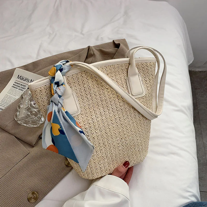 

HOCODO High Capacity Summer Beach Straw Bag Ladies Travel Shoulder Bag Fashion Handbag Female Casual Straw Shopping Bag Women