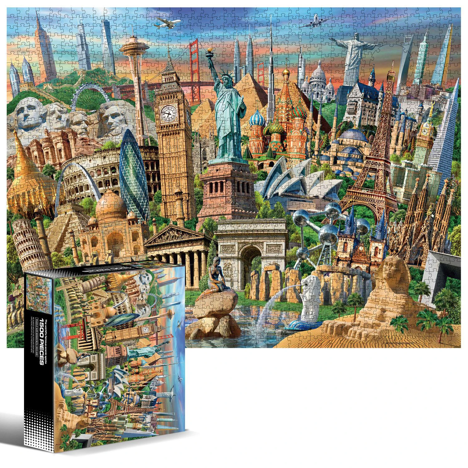 

1500 Pieces Puzzles For Adults Rainbow Crafts Quality Paper Jigsaw Big Size Challenge Team Cooperation Game Gift Box Style