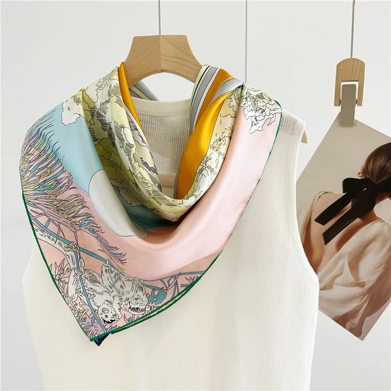 Шарф из чистого шелка 90 квадратных нитей свернутые банданы шарфы шаль 100%