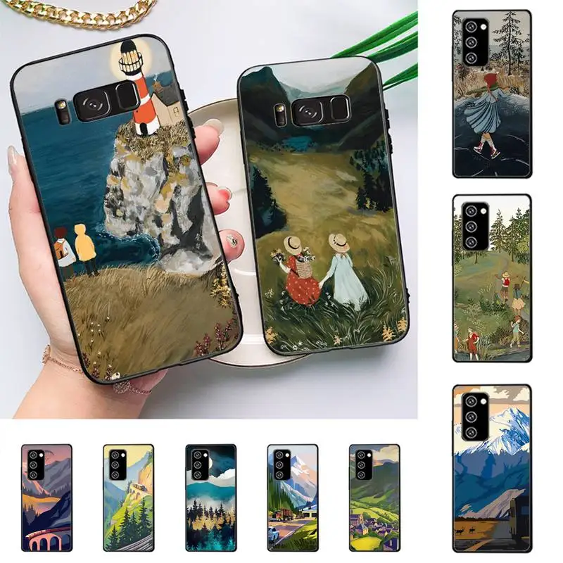 

Cartoon Scenery Girl Phone Case for Samsung Note 5 7 8 9 10 20 pro plus lite ultra A21 12 02