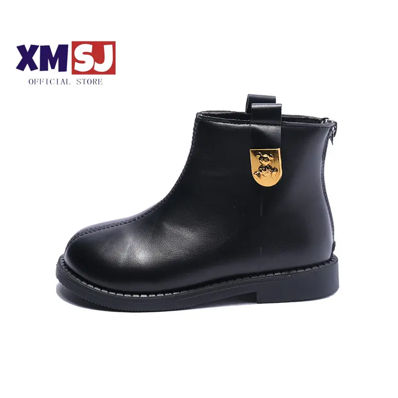 Children Short Boots Stylish Brown Black Soft Leather Girl's Autumn Boot Round Toe Light Fashion 26-36 School Girl's Shoes Flat