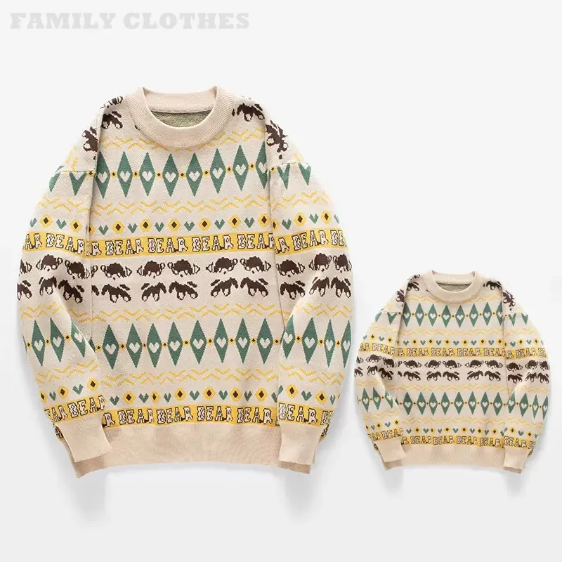 

2022 Parent-Child Matching Family Sweater Women Knitted Jumper Baby Boy Girl Knitwear Top Father Mother And Daughter Son Clothes