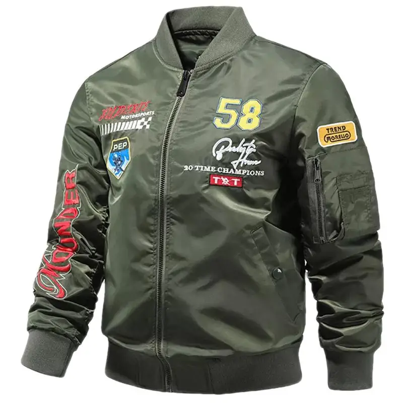 

Men's Army Green Flying Baseball Windbreaker Autumn Bomber Jacket Line Crew Aviation Waterproof Military Tactical Men's Winter J