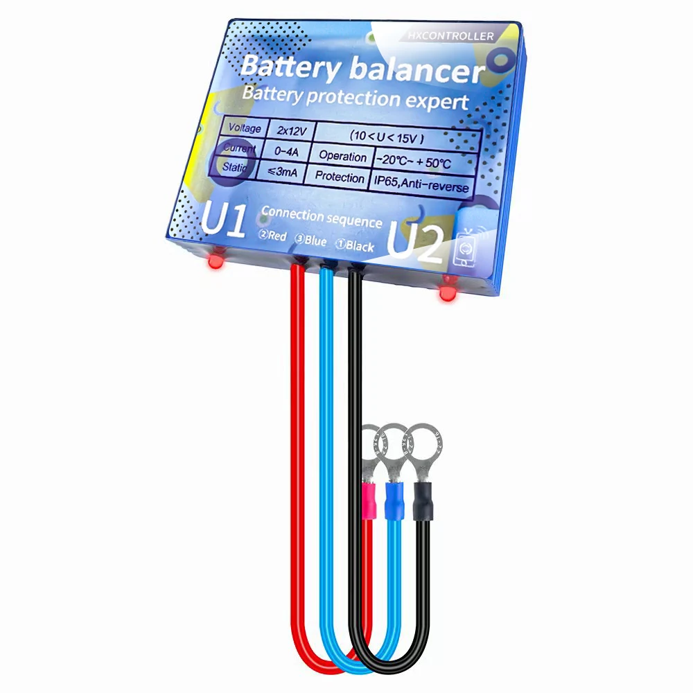 Купи 2x12V Battery Battery Equalizer IP65 4A Battery Balancer For 12V 24V 48V 60V 72V 96V Solar Wind Power Battery System за 1,176 рублей в магазине AliExpress