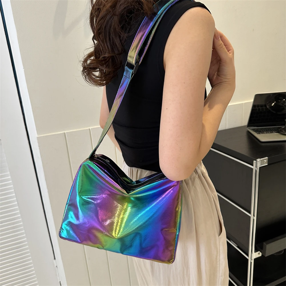 

Fashion Shoulder Bags for Women Shopping Sling Bag PU Laser Gloss Crossbody Bag Solid Color High-quality Designer Handbags Purse