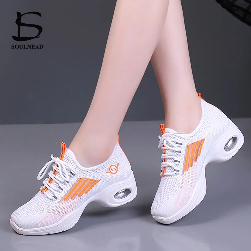 Women Dancing Shoes Woman Modern Dance Jazz Shoes Soft Outsole Feature Sneakers Ladies Girl's Breath Jazz Hip Hop Practice Shoes