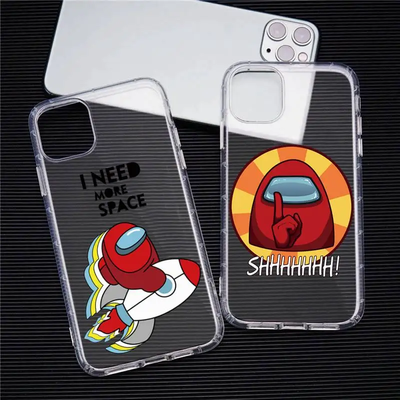 

Amongs Game us Phone Case For iphone 13 12 11 Pro Max Mini XS 8 7 Plus X SE 2020 XR Transparent Soft Cover