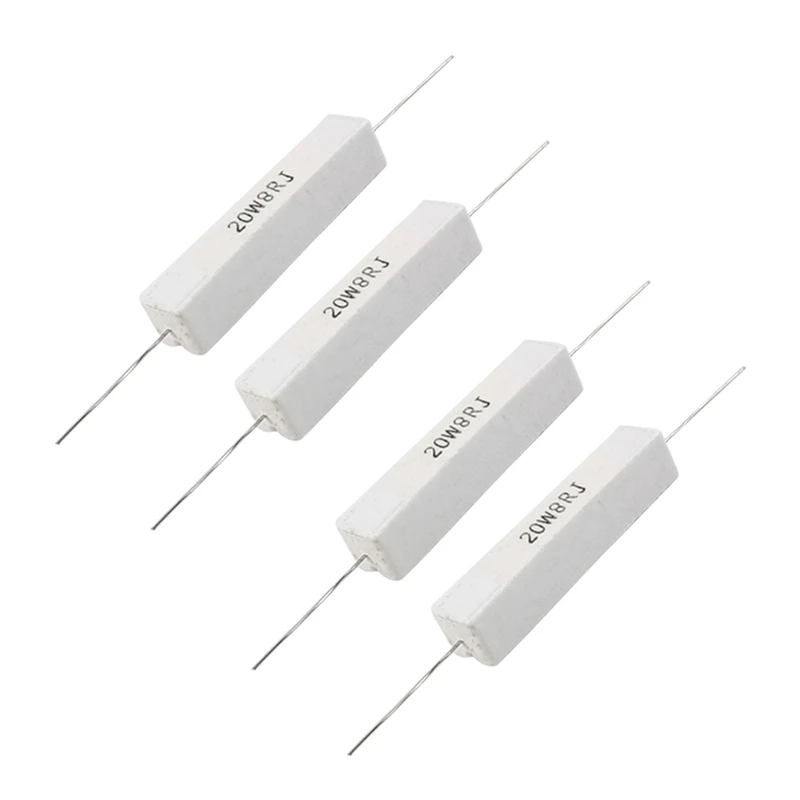 

4 Pcs Wire Wound Ceramic Cement Resistor 8 Ohm 20W 5%