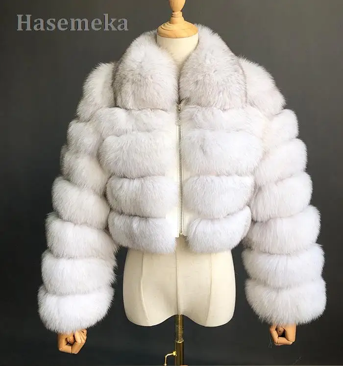 Luxury Natural Color Short Real Fur Coat Women Natural Fox Fur Overcoats Winter Nine Quarter Sleeves Warm Fashion Outwears