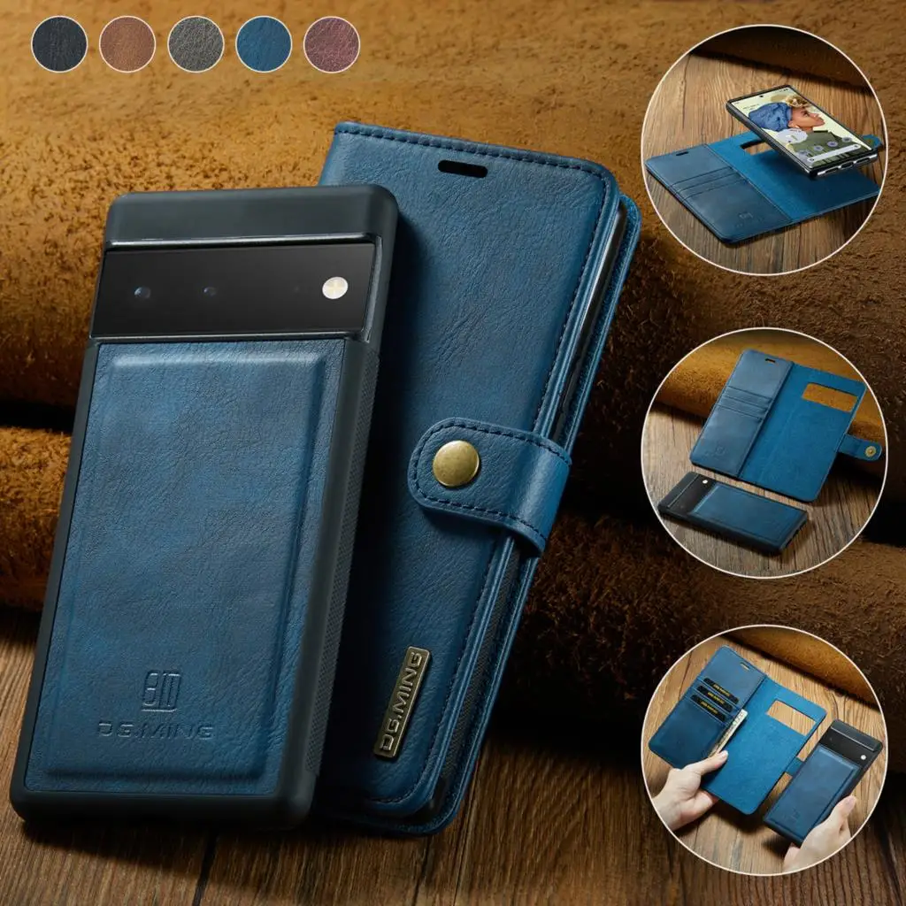 

Wallet Case for Google Pixel 6 Pro Case Coque Folio Detachable Vegan Leather Magnetic Card Holder Phone Cover Case Pixel 6