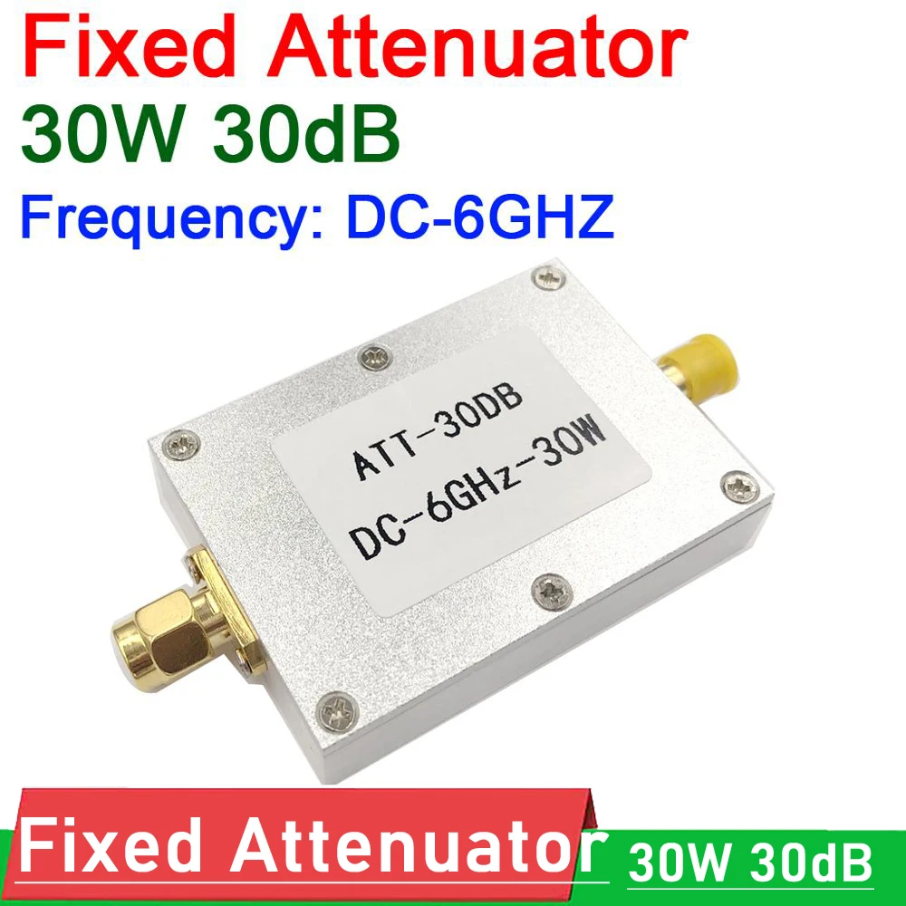 

30W RF attenuator 30dB DC-6GHZ Fixed attenuator SMA (M-F) Coaxial / RF power meter spectrum analyzer Ham RF Amplifier