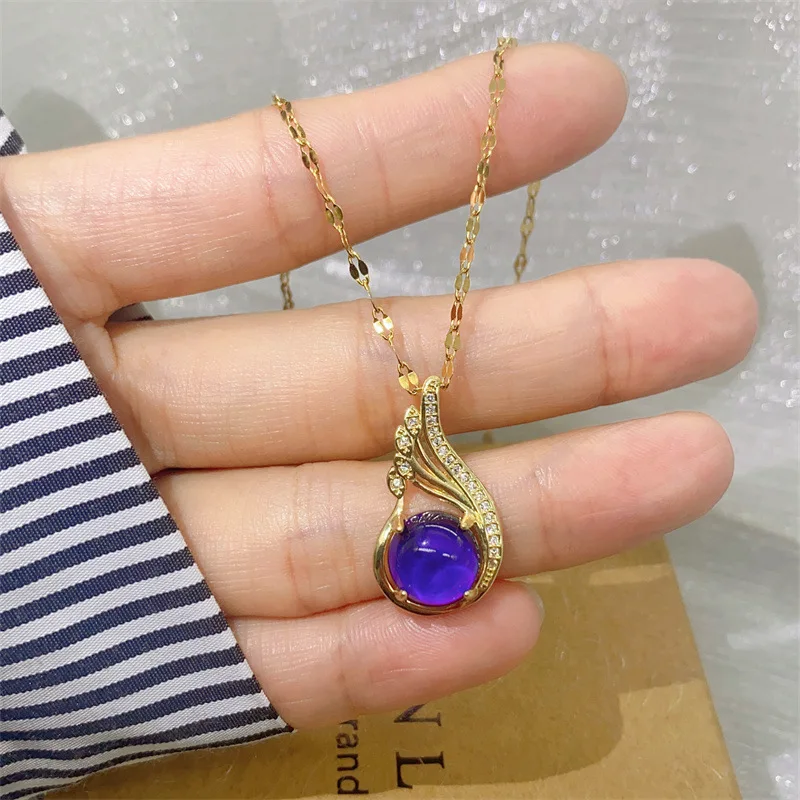 

Titanium Steel Temperature Sensitive Color Changing Tail Pendant Necklace Women Creative Temperament Gift Jewelry
